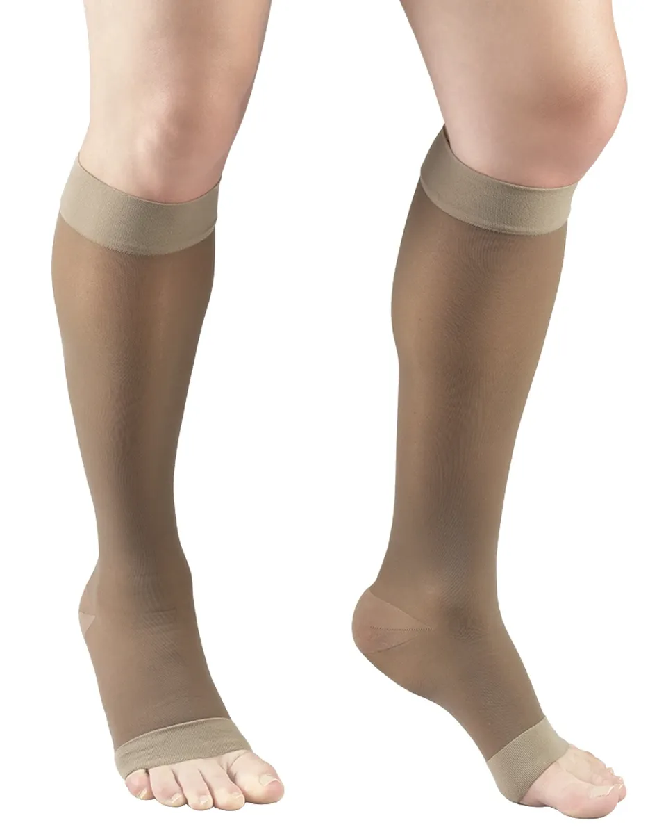 TRUFORM Women's LITES 8-15 mmHg Knee High Open Toe Support Stockings