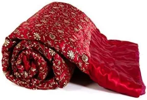 Trust & Shine Rajasthani Print Jaipuri Beautiful Floral Print in Silk Pink Jaipuri Rajai/Razai/Quilt Double/Double Bed Quilt/Comforter/AC Quilt/AC Comforter, Red