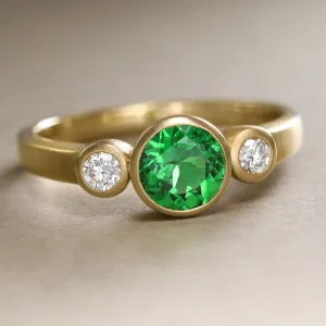 Tsavorite Garnet and Diamond Ring