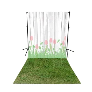 Tulip Planks & Grass Floor Extended Printed Backdrop