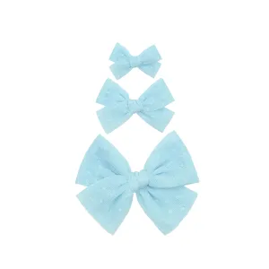 Tulle Bow - Sky Blue Dot Clip