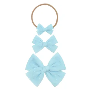 Tulle Bow - Sky Blue Dot Headband