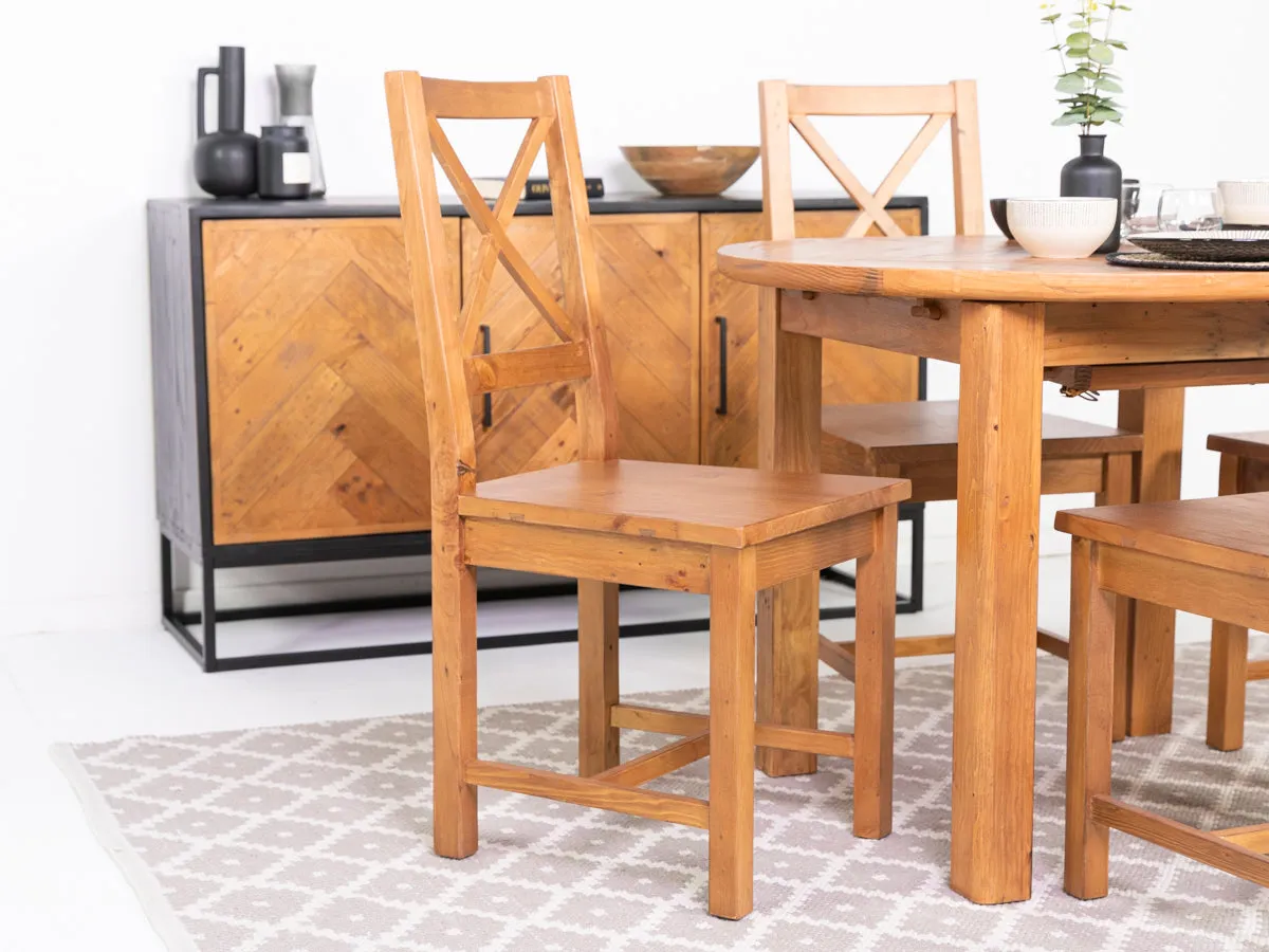 Tulsa Cross Leg Extendable Dining Table (140cm - 180cm) & Tulsa Cross Back Dining Chairs