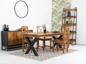 Tulsa Cross Leg Extendable Dining Table (140cm - 180cm) & Tulsa Cross Back Dining Chairs