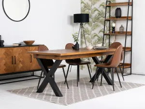 Tulsa Large Extendable Cross Leg Dining Table (180cm - 240cm) & Tan Dallas Dining Chairs