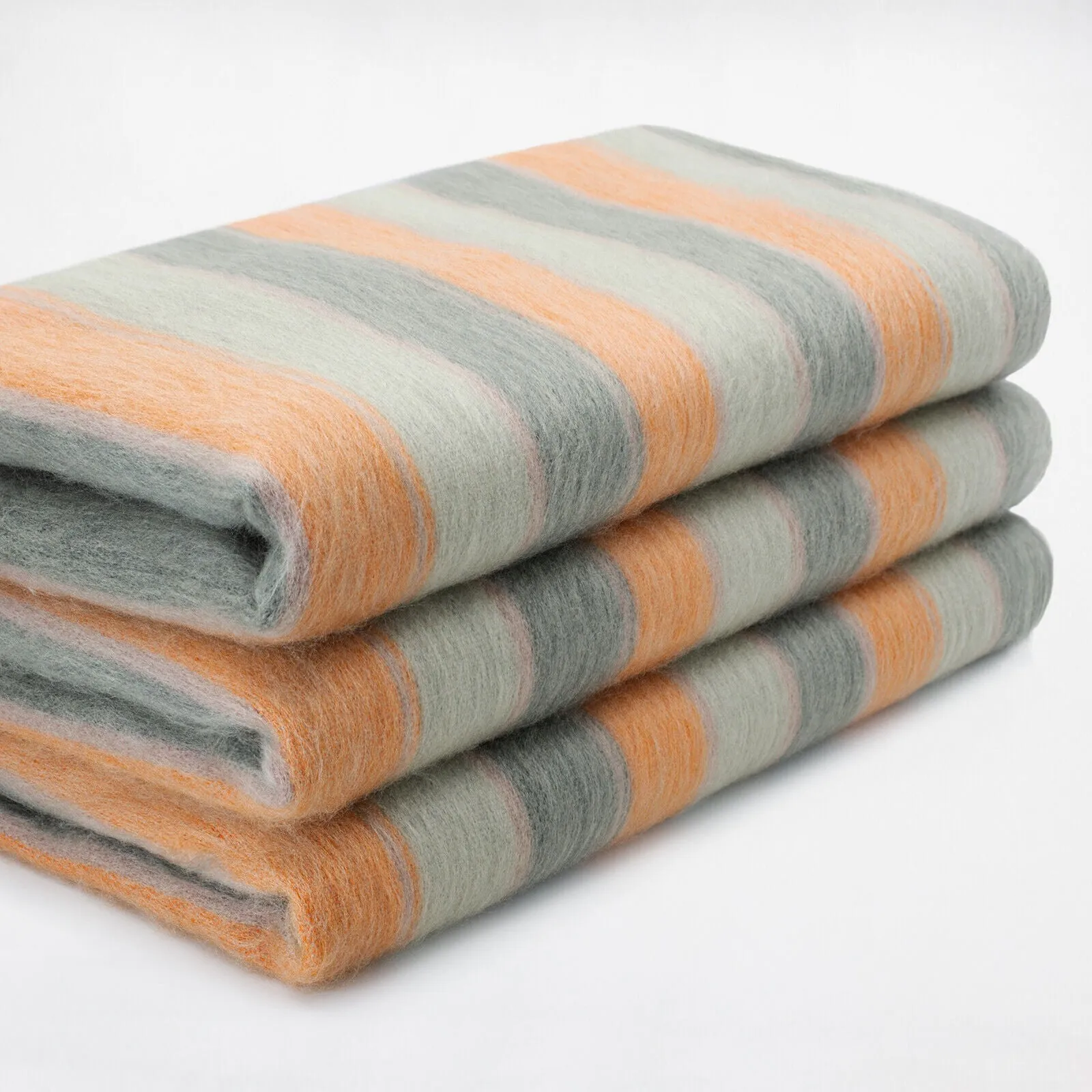 Tumbunuma - Baby Alpaca Wool Throw Blanket / Sofa Cover - Queen 95 x 67 in - harvest moon - orange/light/dark gray