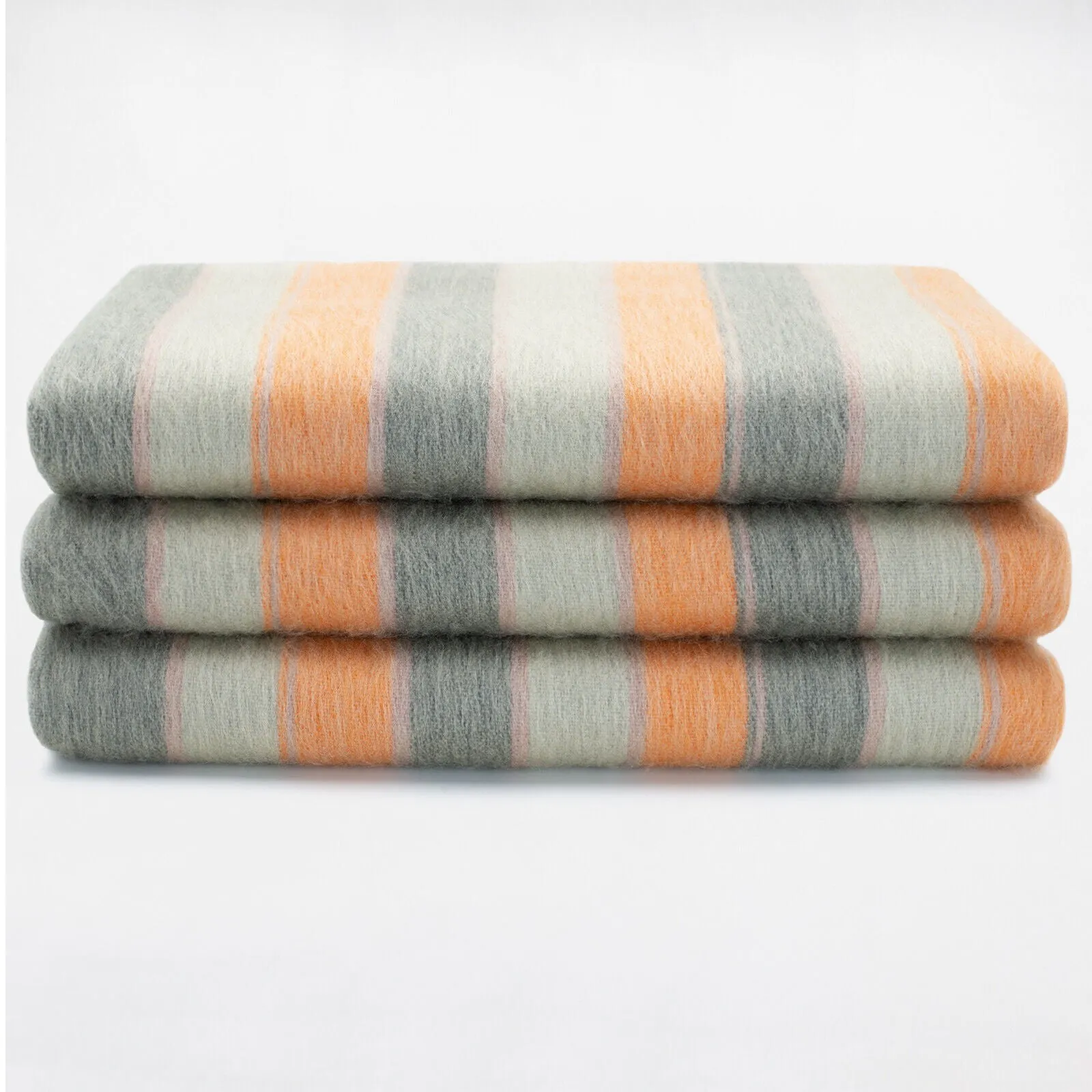 Tumbunuma - Baby Alpaca Wool Throw Blanket / Sofa Cover - Queen 95 x 67 in - harvest moon - orange/light/dark gray