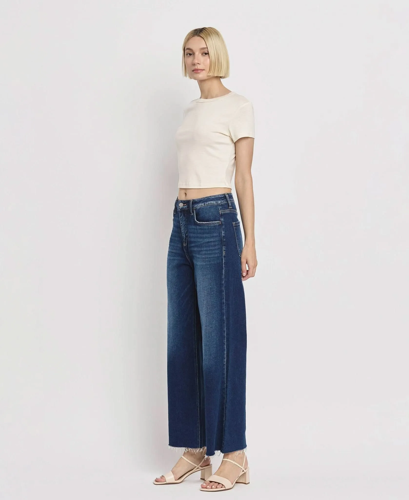 Tummy Control Dark Denim Super High Rise Wide Leg Jean