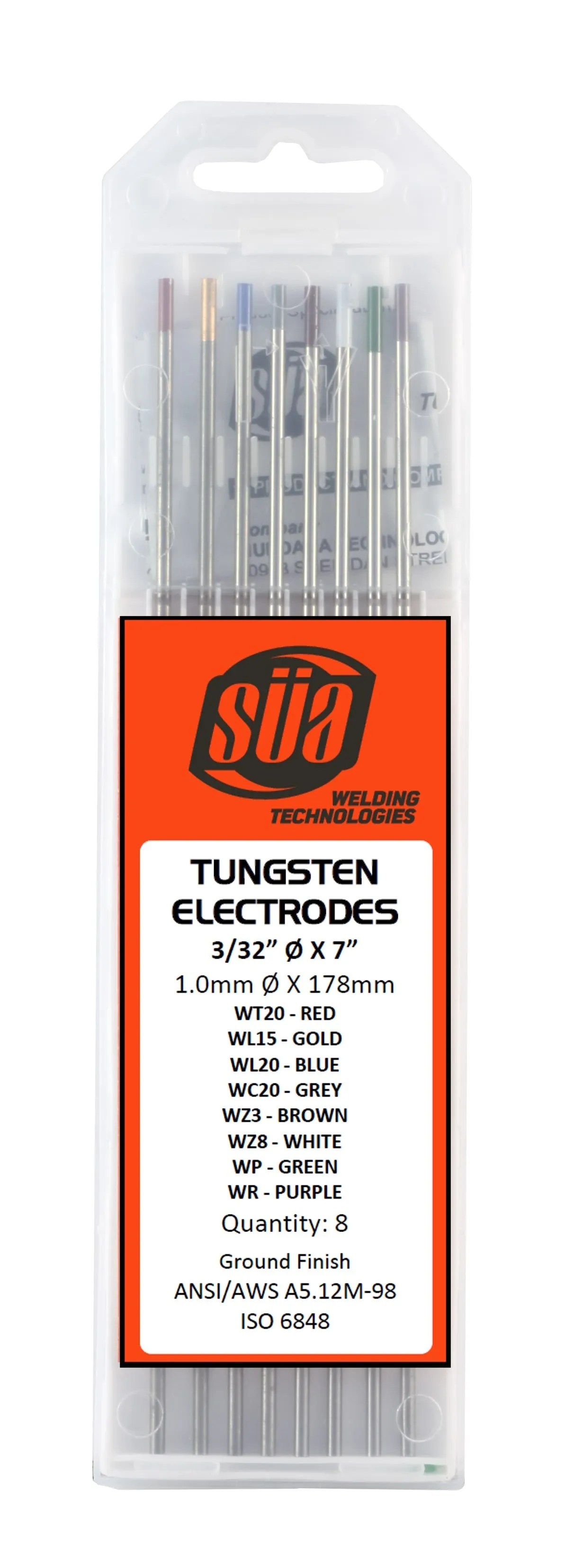 Tungsten Electrodes - Mixed Colors - (Red, Gold, Blue, Grey, Green, Purple, Brown, White)