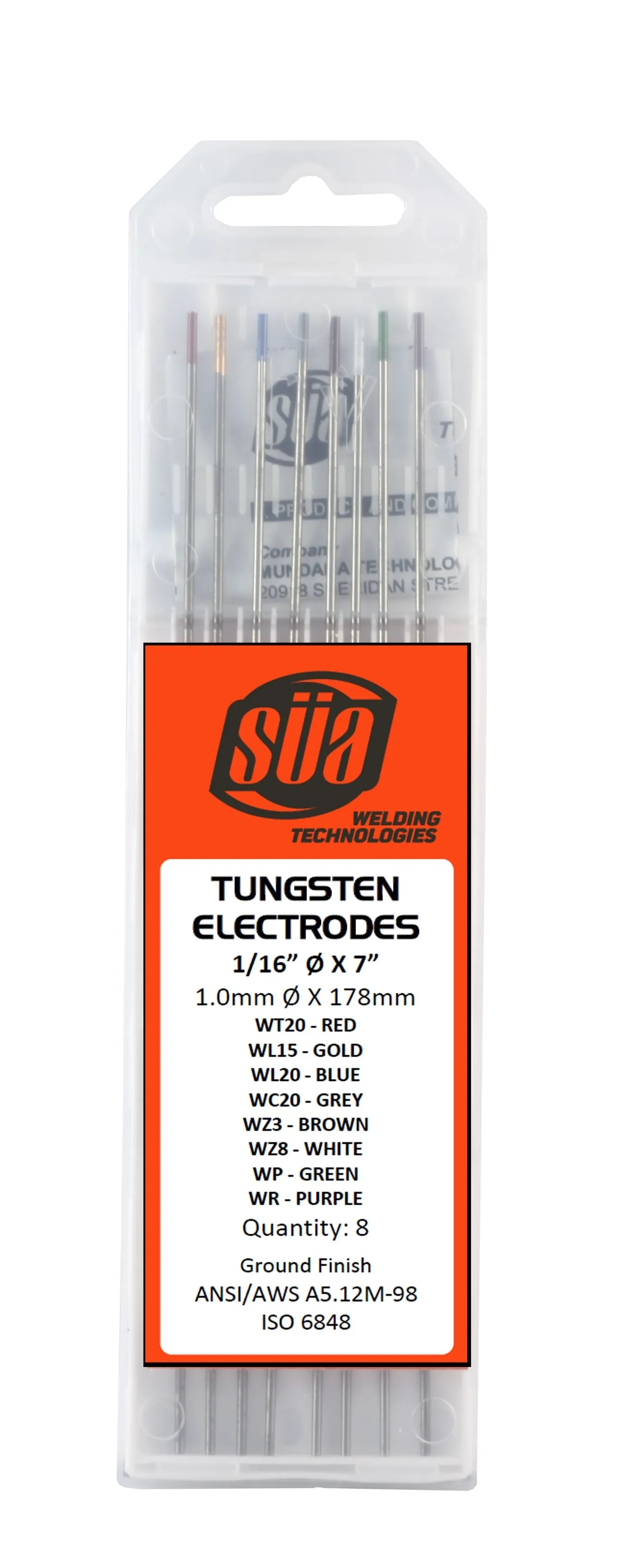 Tungsten Electrodes - Mixed Colors - (Red, Gold, Blue, Grey, Green, Purple, Brown, White)