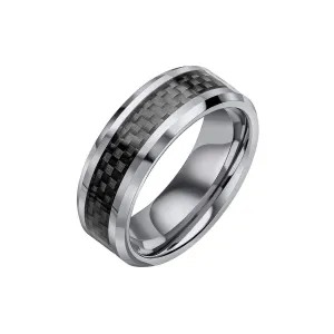 Tungsten Ring with Black Carbon Fibre Inlay