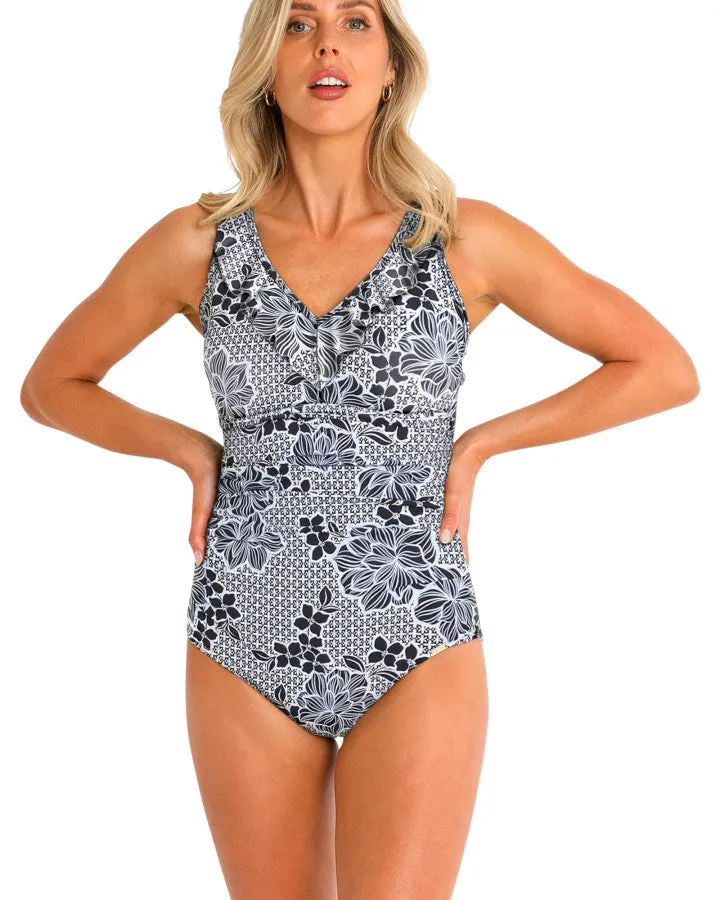 Tunsley DD/E Mesh Frill One Piece - Navy