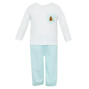 Turkey Pant Set- Aqua Stripe