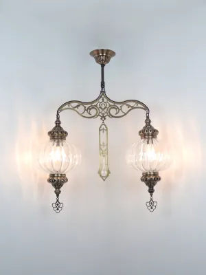 Turkish Chandelier Pyrex Glass 2 Globe Clear Glass