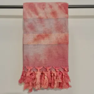 Turkish Terry Cotton Bath Towel Tie-Dye Red