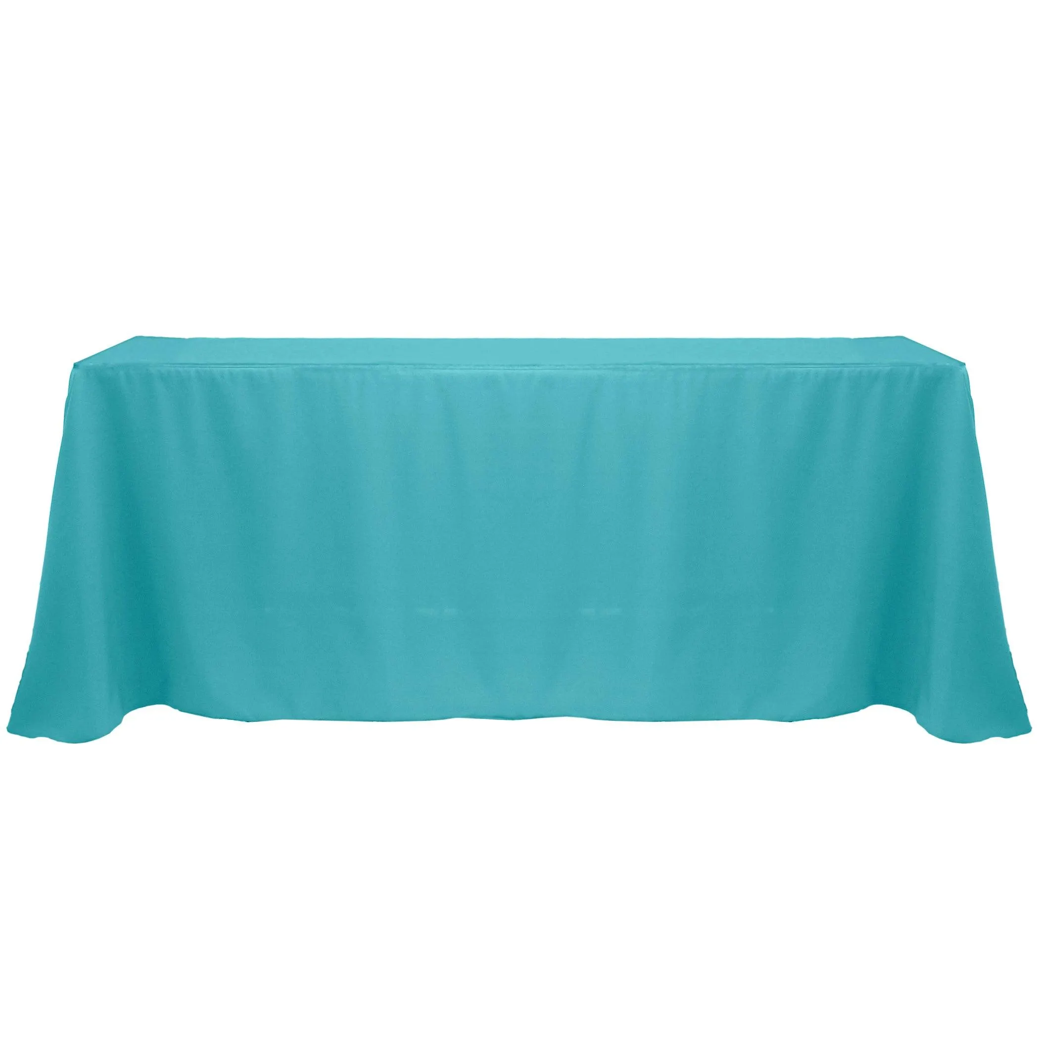 Turquoise 90" x 132" Rectangular Poly Premier Tablecloth