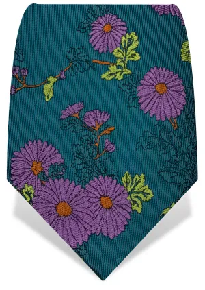 Turquoise & Purple Daisy Tie