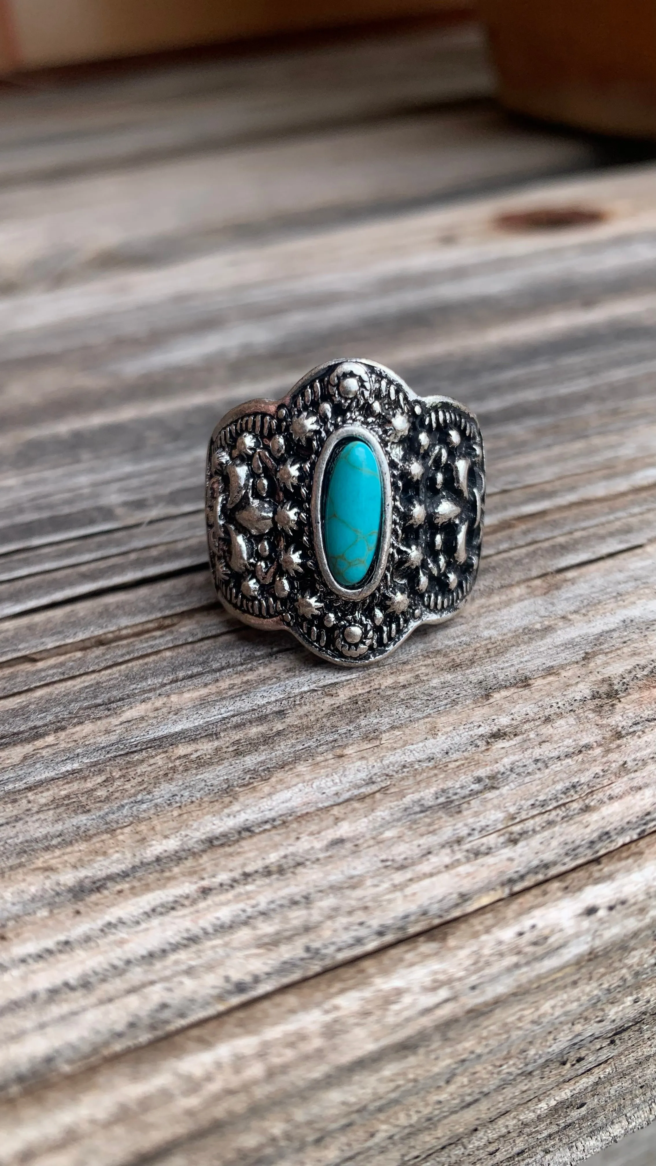 Turquoise Blossom Natural Stone Ring