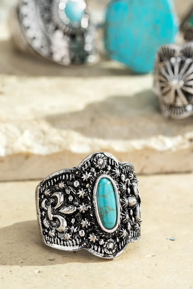 Turquoise Blossom Natural Stone Ring