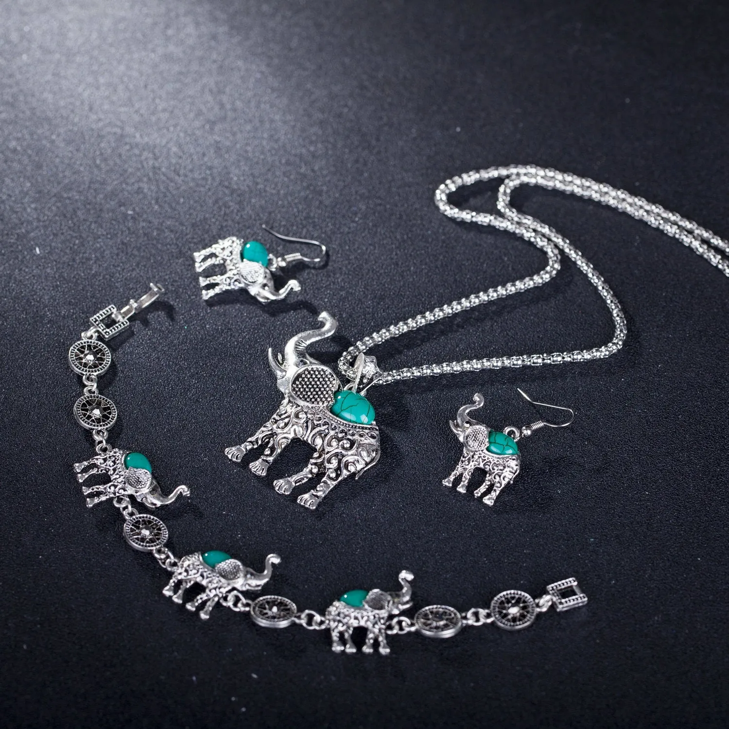 Turquoise Elephant Jewelry Set