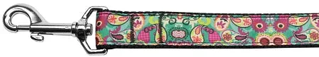 Turquoise Paisley Nylon Dog Leash 5-8 Inch Wide 6ft Long