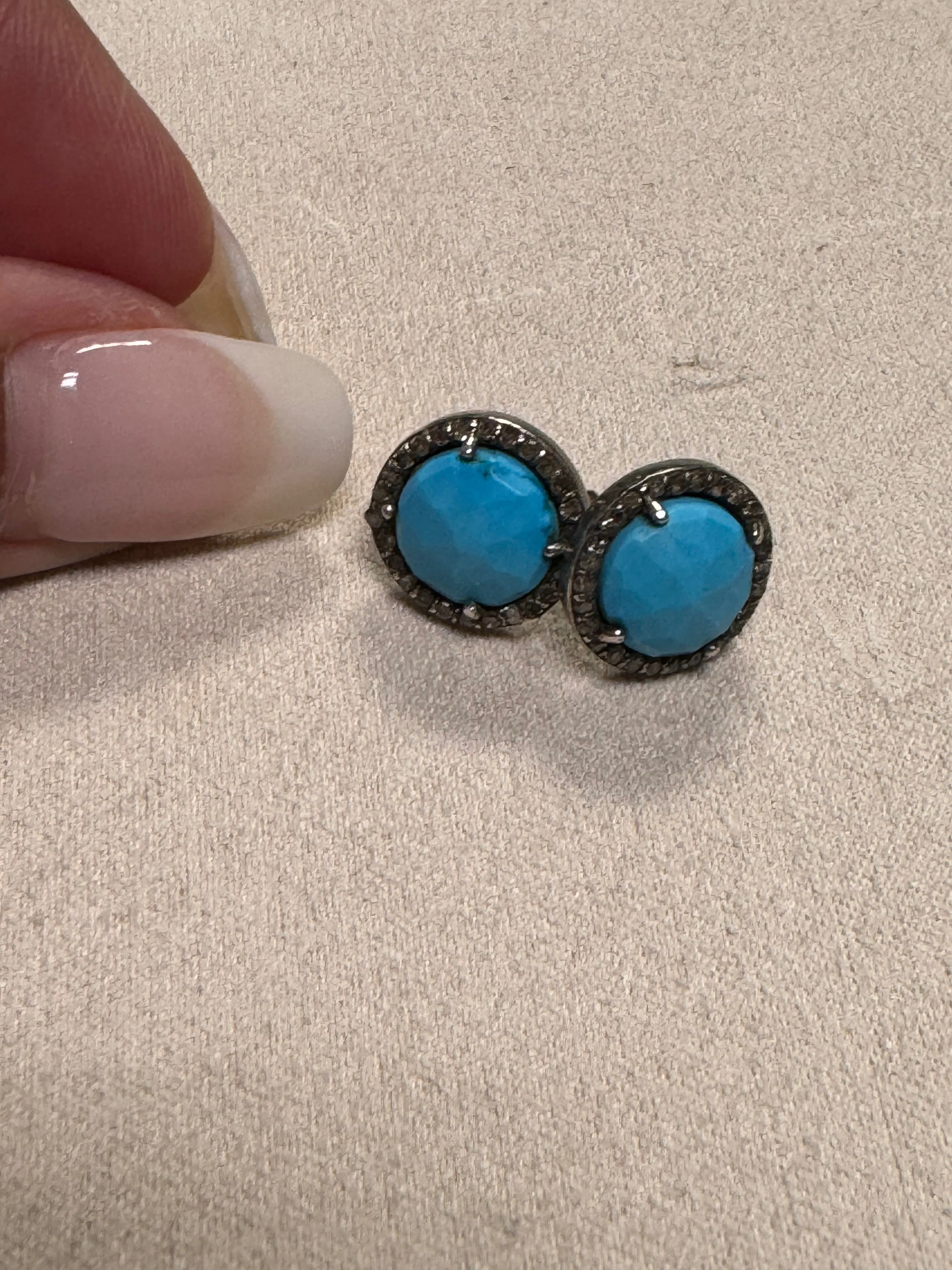 Turquoise Pave Diamond Earrings