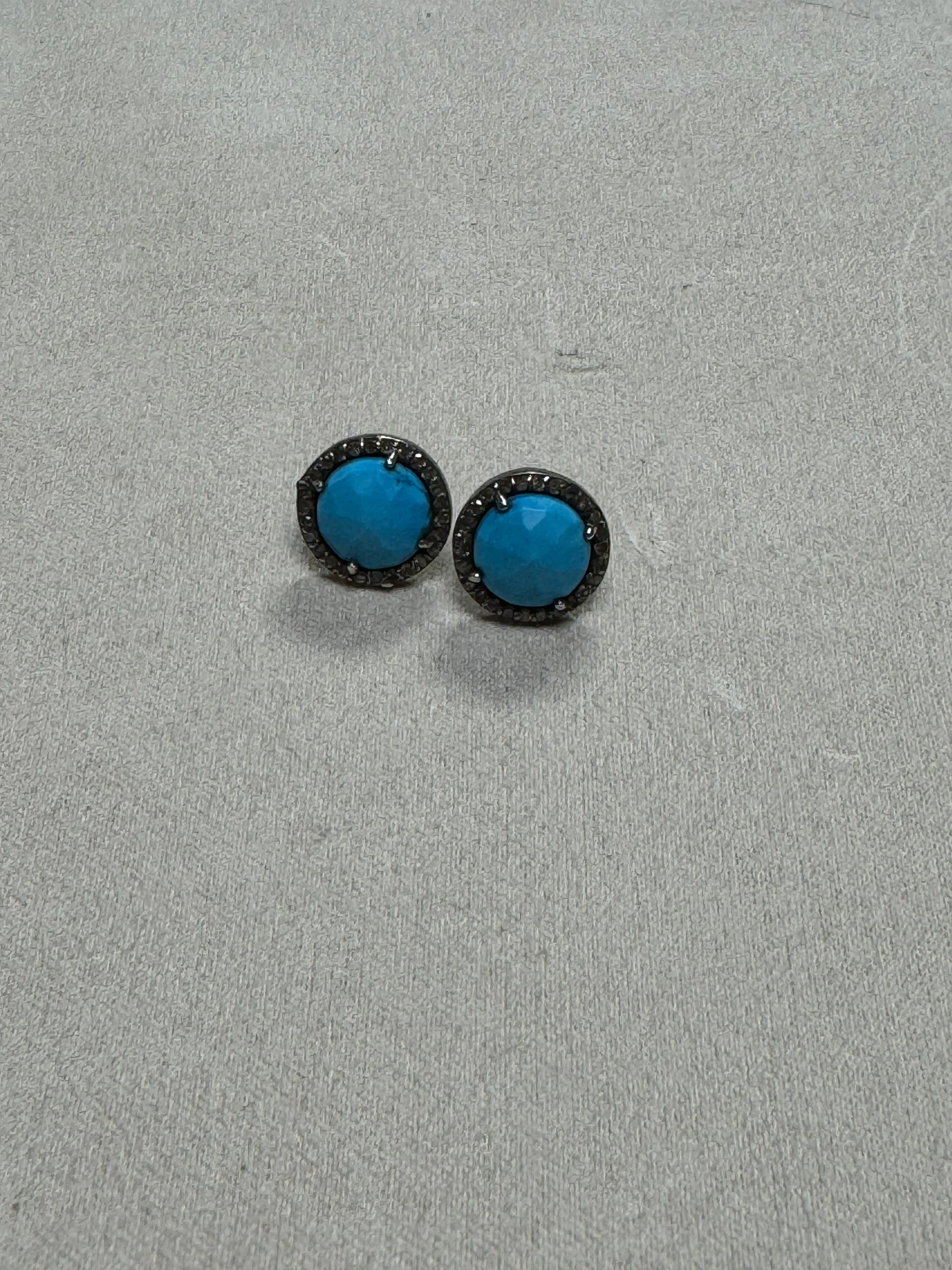 Turquoise Pave Diamond Earrings