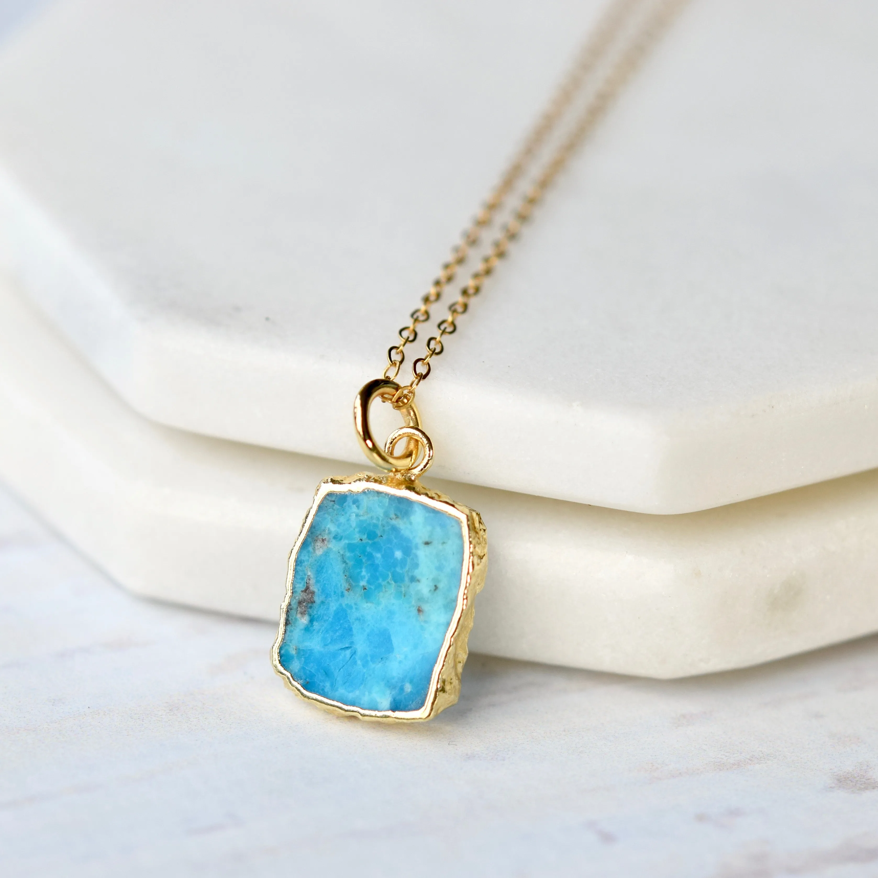 Turquoise Slice Pendant Necklace