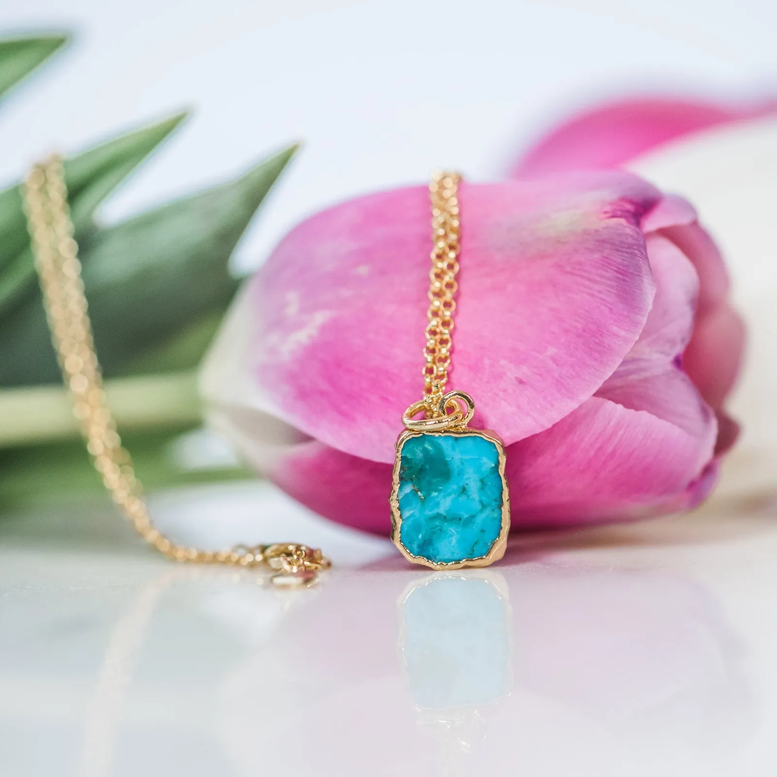 Turquoise Slice Pendant Necklace