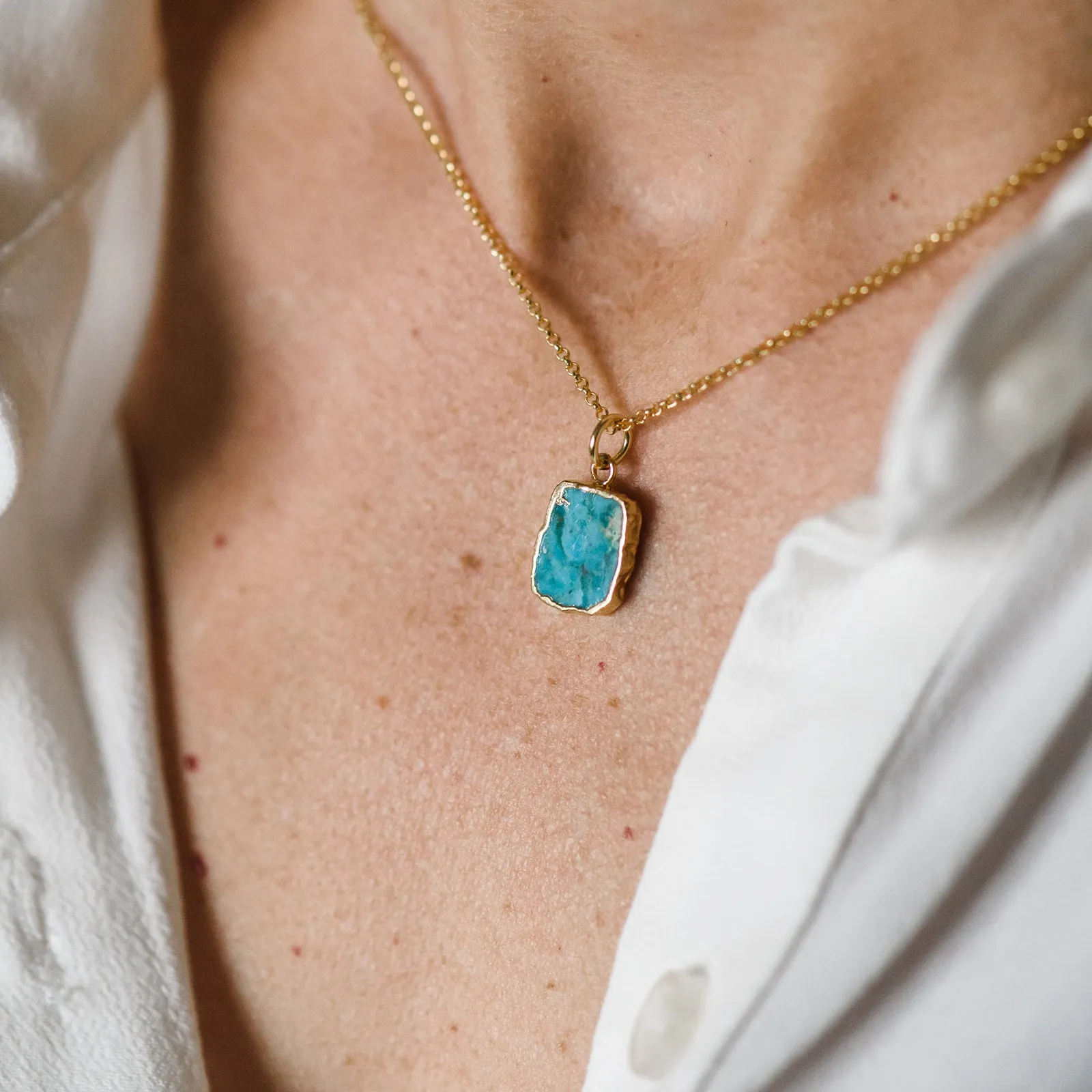 Turquoise Slice Pendant Necklace