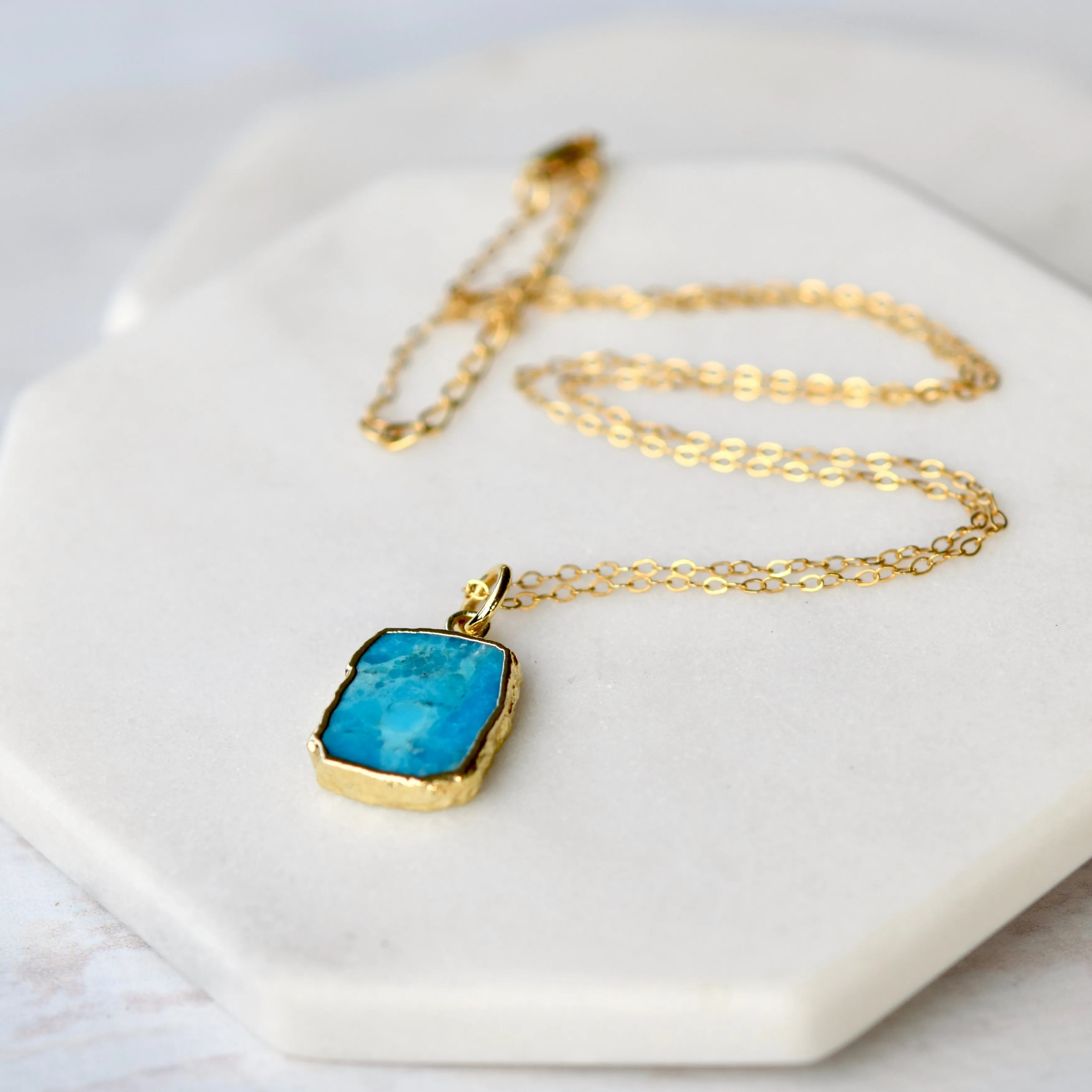 Turquoise Slice Pendant Necklace