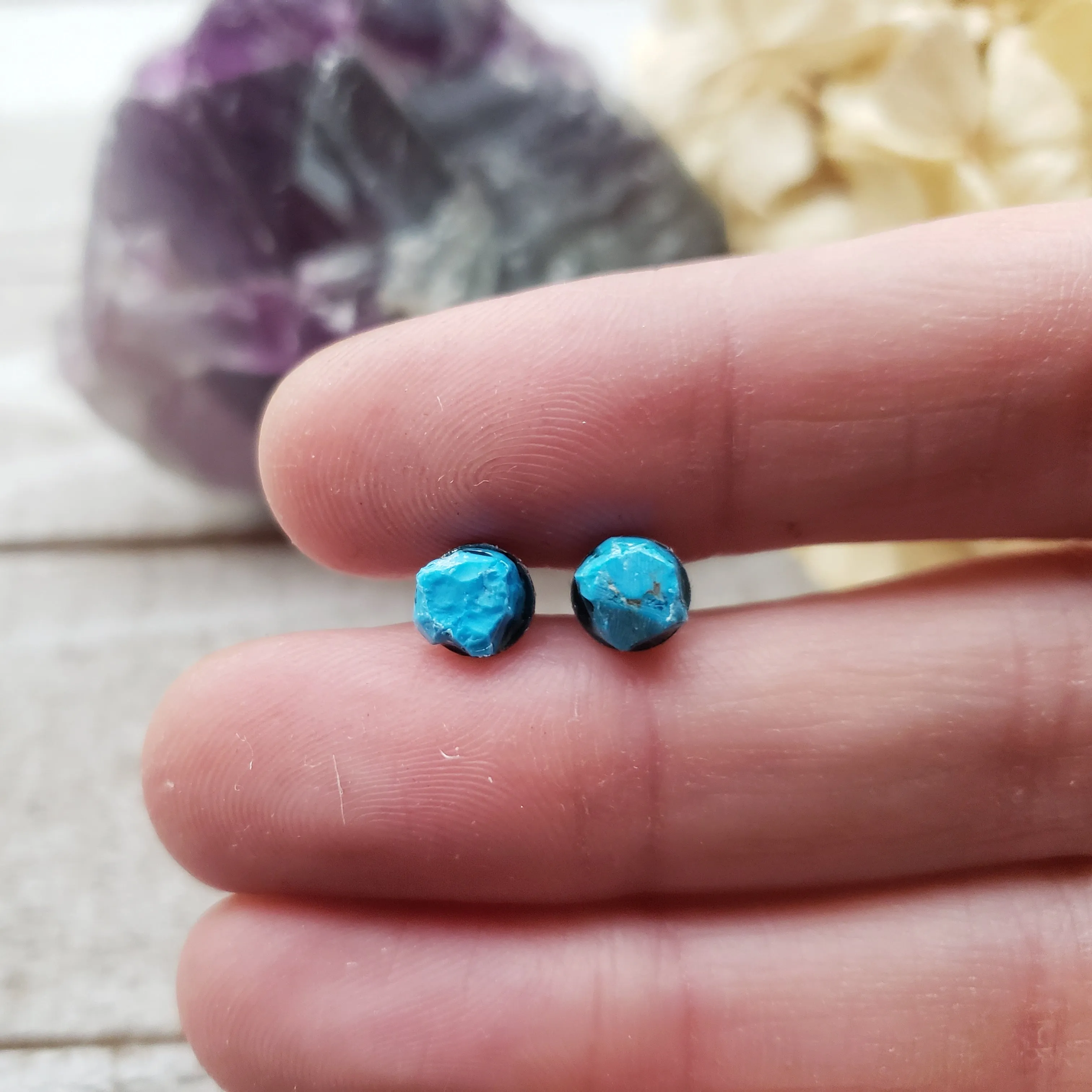 Turquoise stone stud earrings