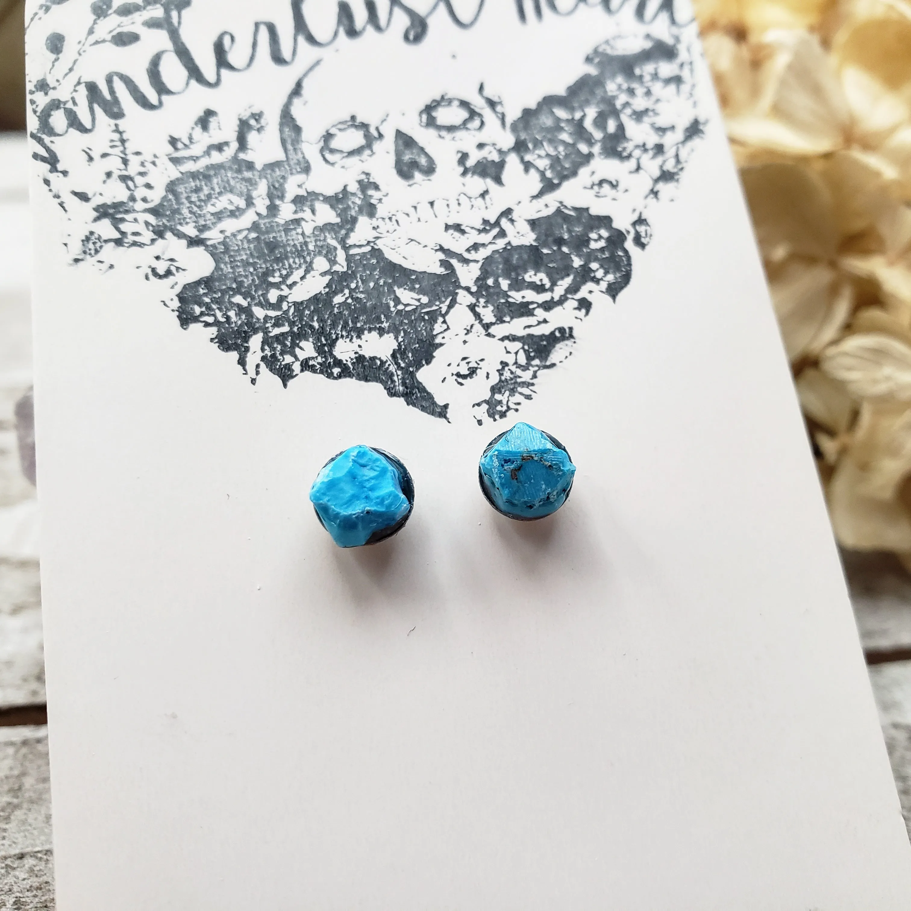 Turquoise stone stud earrings