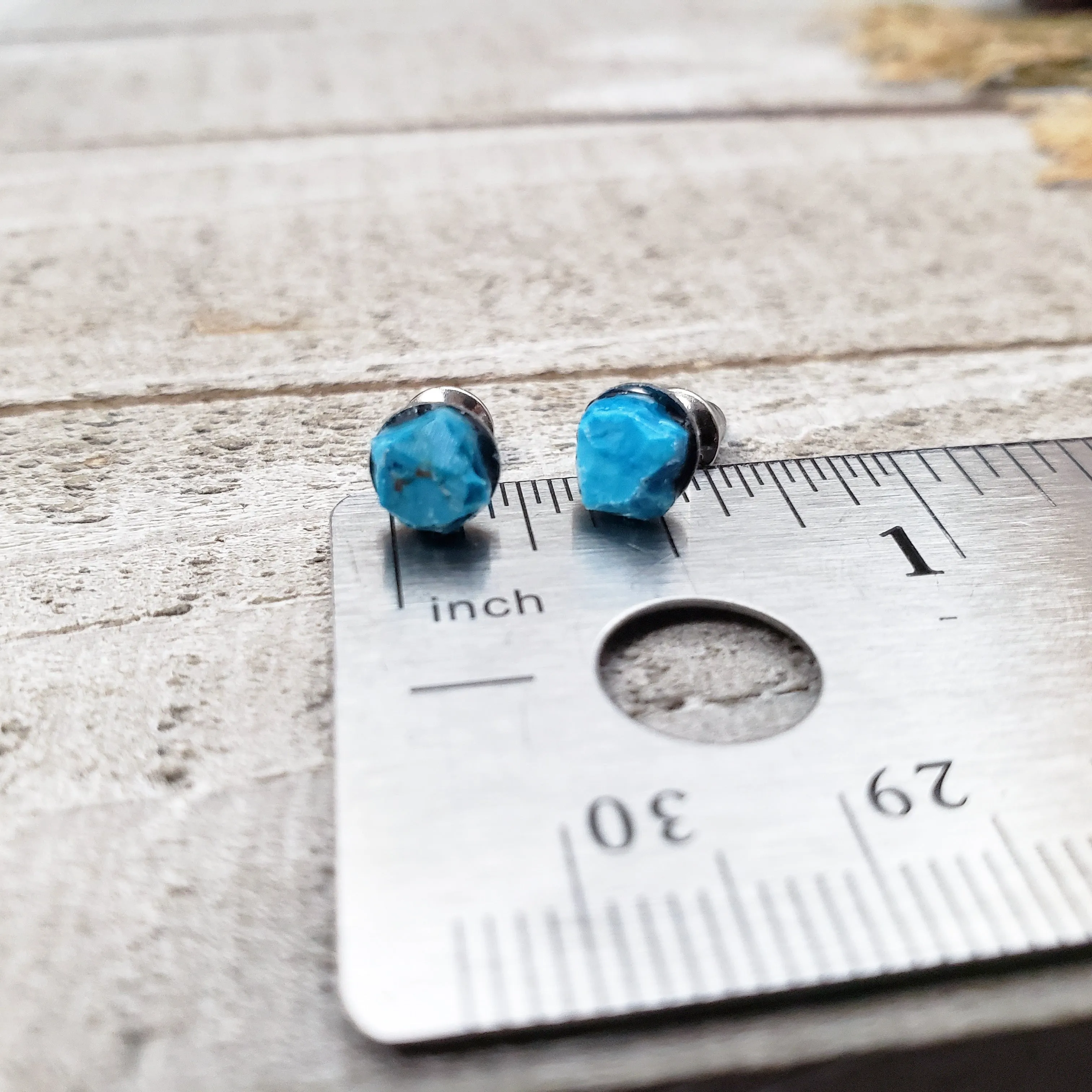 Turquoise stone stud earrings