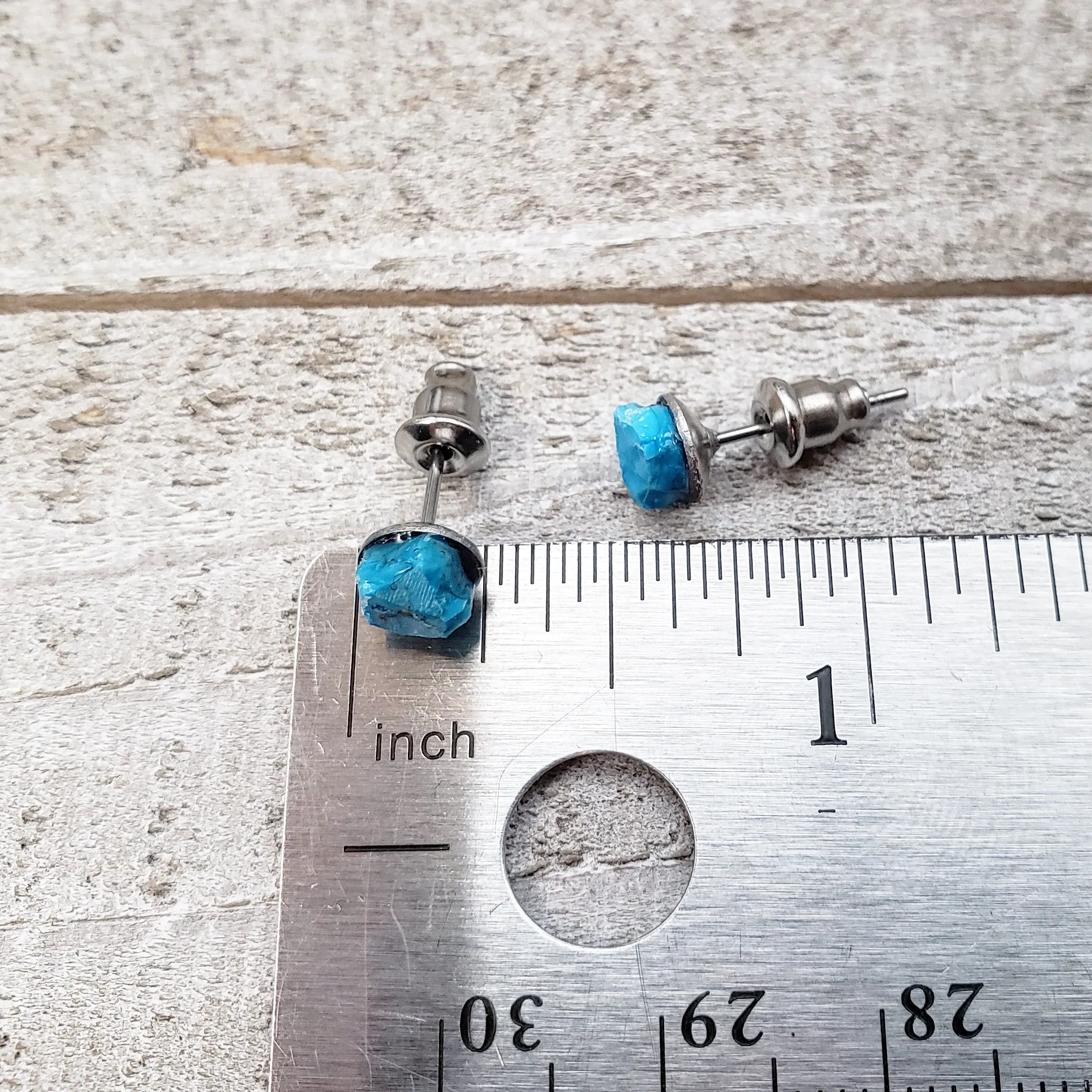 Turquoise stone stud earrings