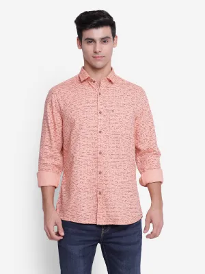 Turtle Men Printed Pink Slim Fit Casual Shirt