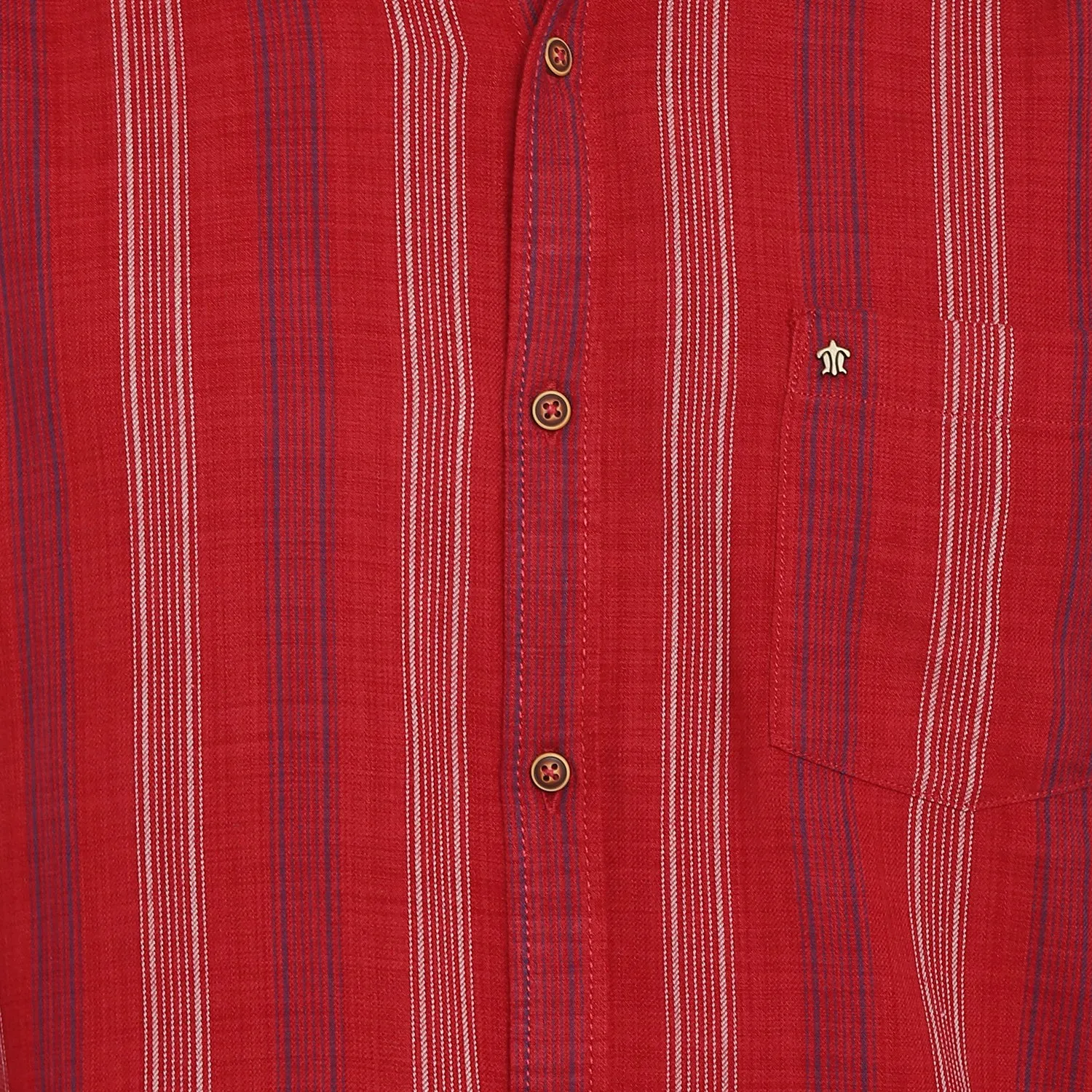 Turtle Men Red Cotton Striped Slim Fit Shirts