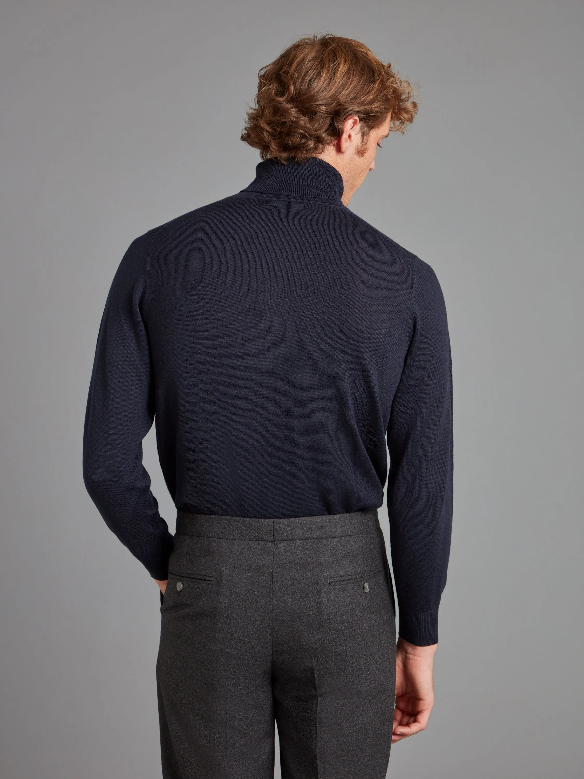 Turtle Neck Merino Sweater - Navy