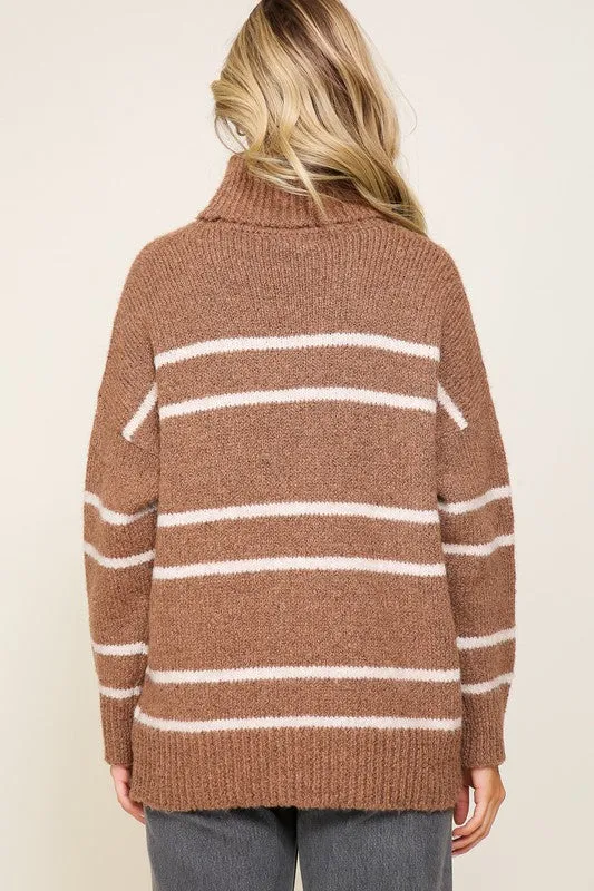 Turtle Neck Pinstripe Sweater