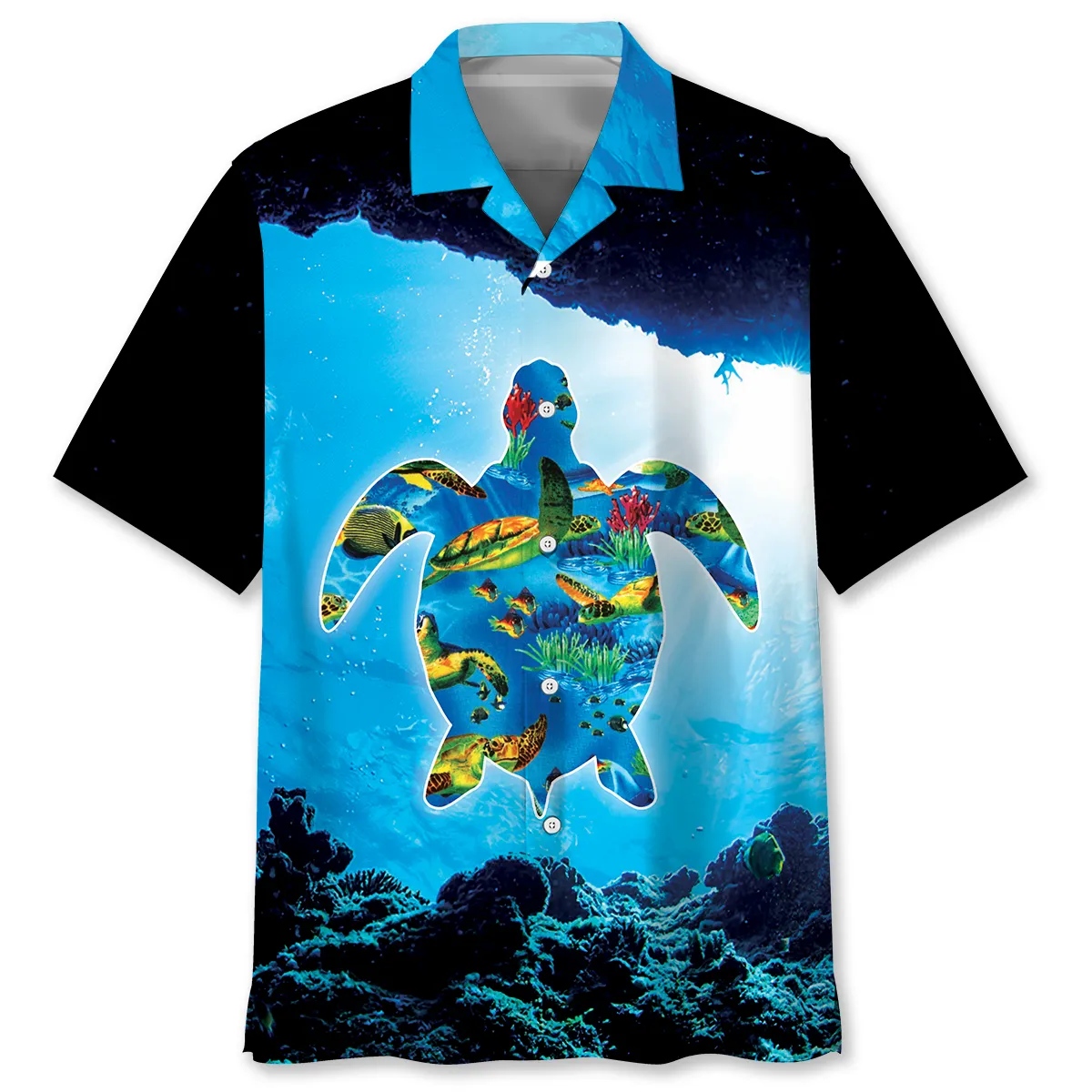 Turtle Ocean Hawaiian Shirt, Unisex Summer Beach Casual Short Sleeve Summer Vacation Beach Shirts