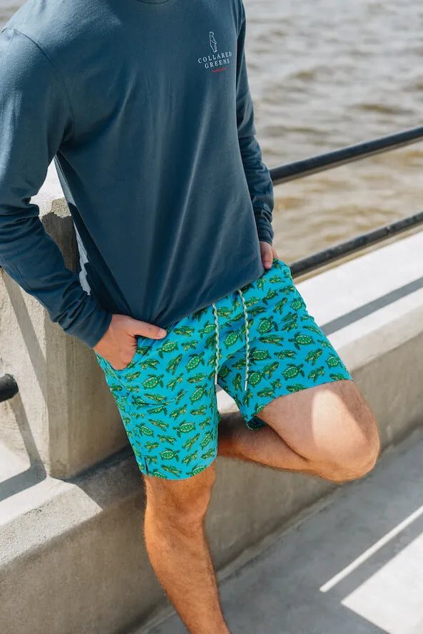 Turtle Tour: Swim Trunks - Turquoise