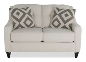 Tuva Linen-Look Fabric Loveseat - Zeus Pearl