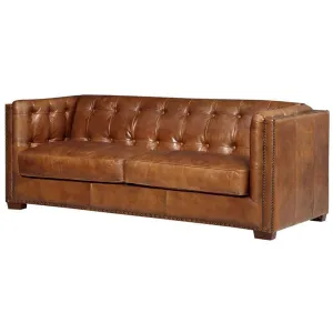 Tuxedo Leather Sofa - Light Brown