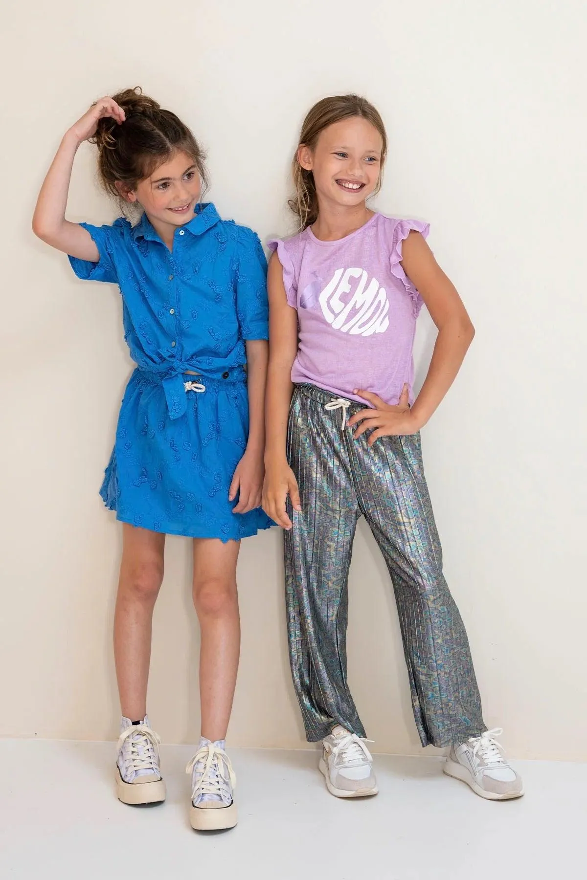 Tween Bottoms | Silver Metallic Plisse Pants | Like Flo