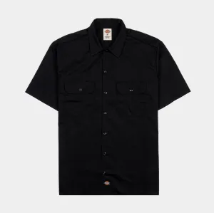 Twill Work Mens Short Sleeve Shirt (Black)