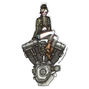 Twin Cam Engine Pinup Sticker