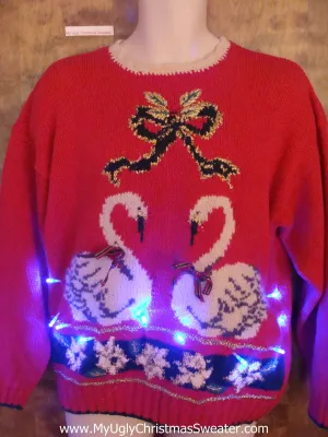 Twin Goose Ugly Christmas Sweater with Lights