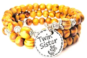 Twin Sister Natural Wood Wrap Bracelet