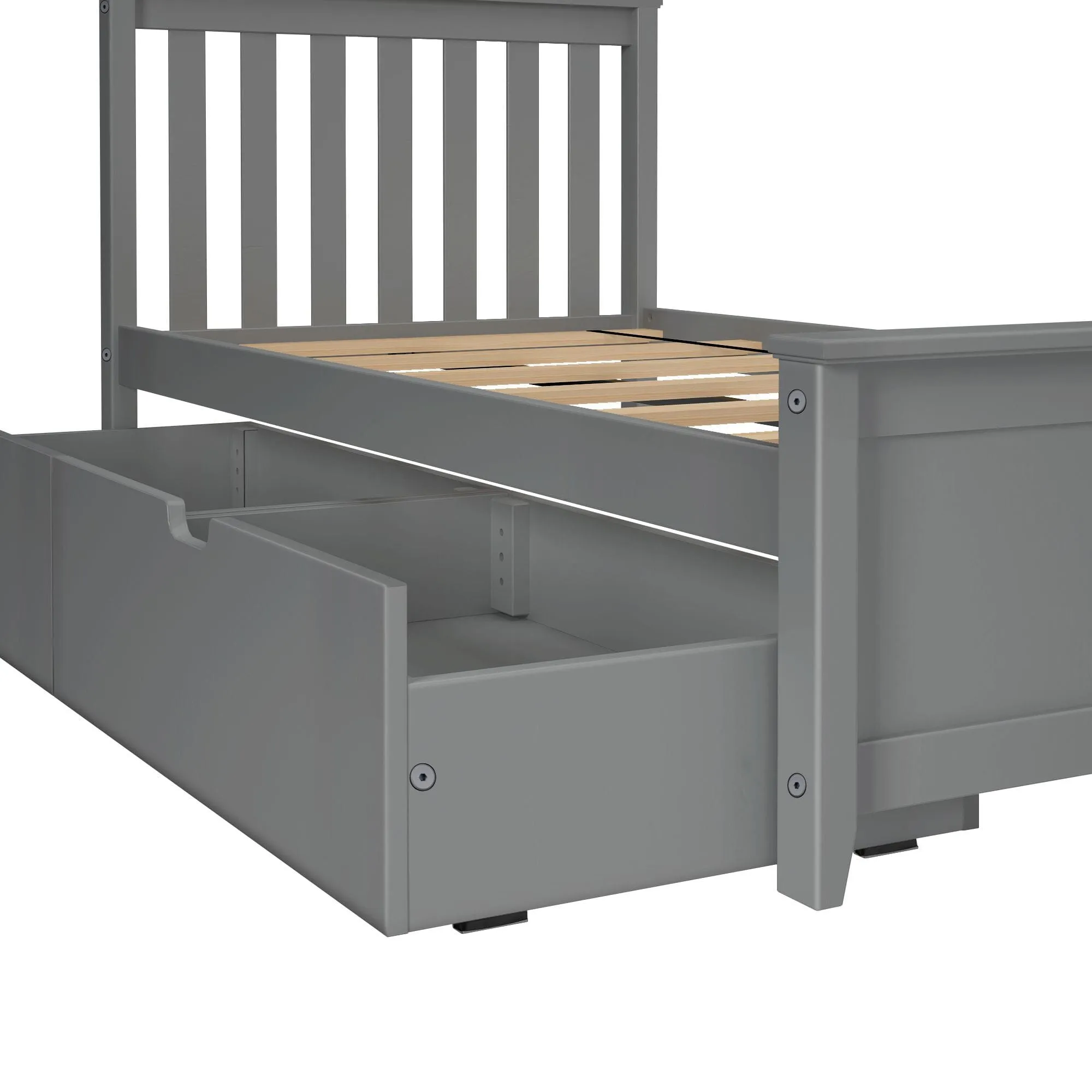 Twin Slatted Bed With Storage Drawers