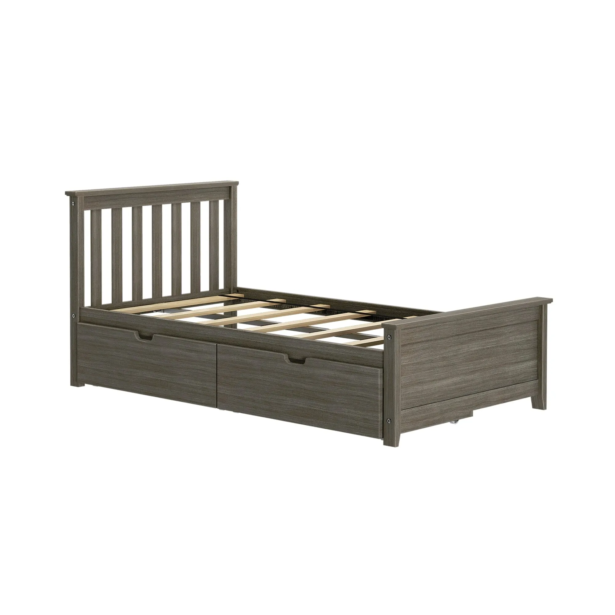 Twin Slatted Bed With Storage Drawers